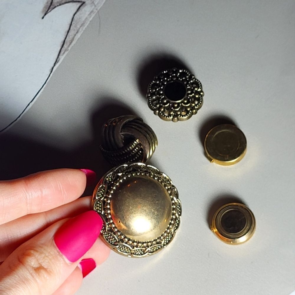 Lot of 5 Vintage Gold Button Covers